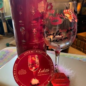 Lolita collectible wine glass. SINGLE AND LOVIN IT